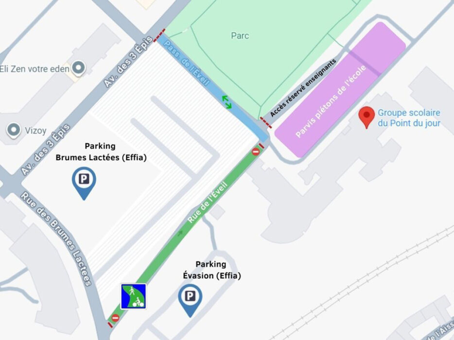 Plan de la rue aux écoliers de l'école du Point du Jour
