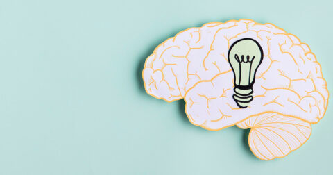 Cerveau de papier avec ampoule